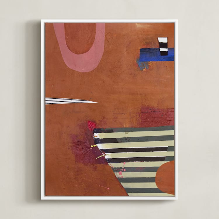 "BURNT SIENNA & BARK" - Art Print in red wine by Keren Toledano - Framed Canvas