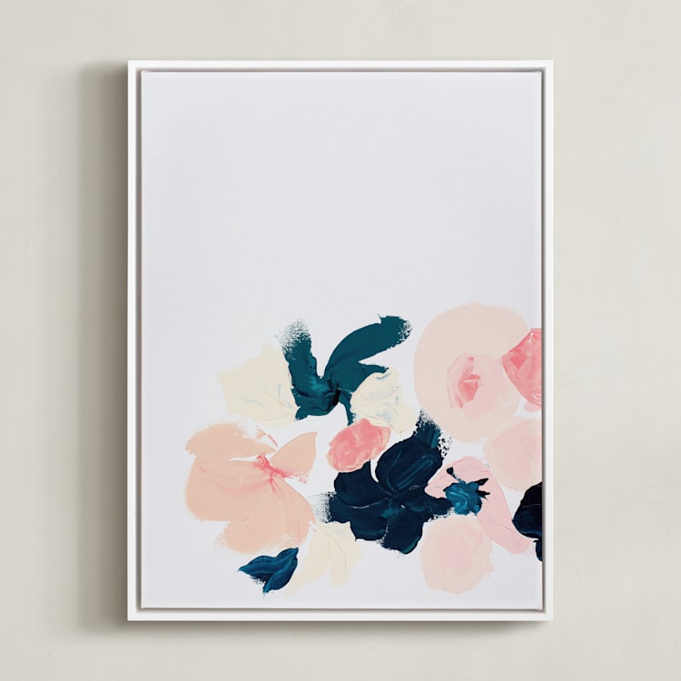 "January Botanical Abstract Print" - Art Print in Blush by Caryn Owen - Framed Canvas