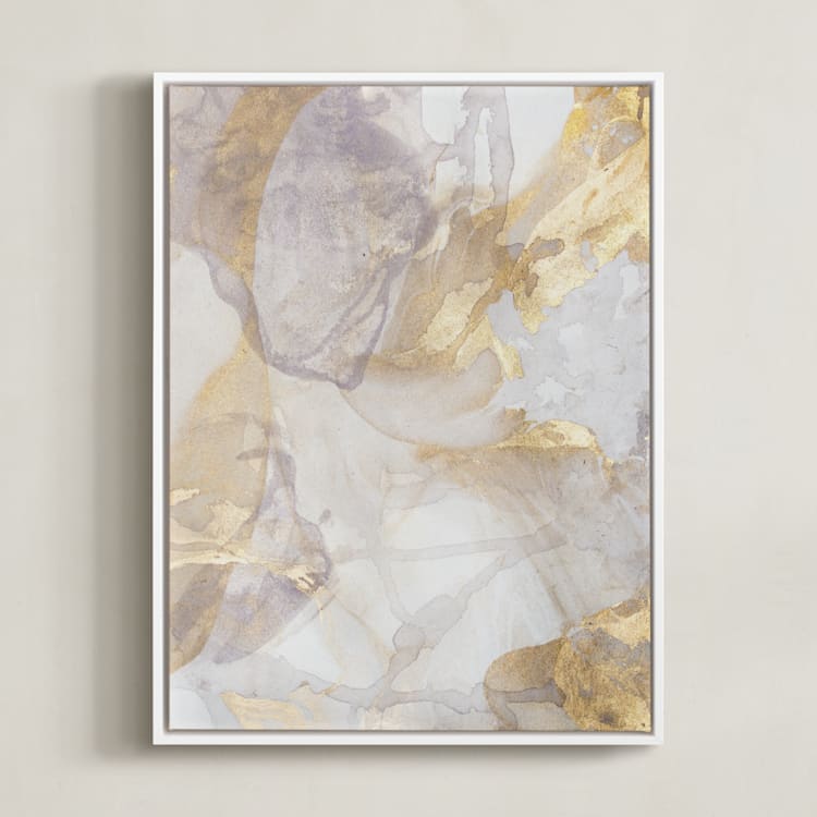 "Soft Shimmer No. 2" - Art Print in Soft Lavender Gold by Julia Contacessi - Framed Canvas