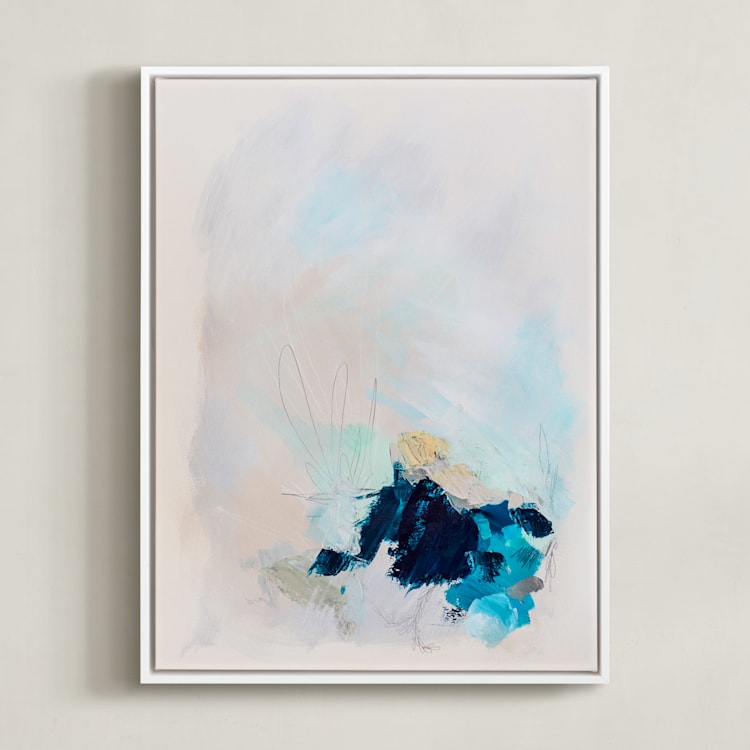 "Alpine Dreaming" - Art Print in Midnight Blue by Megan Carty - Framed Canvas