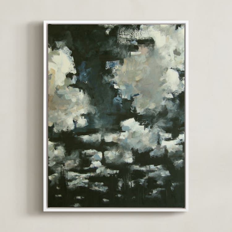 "Night Clouds" - Art Print in Midnight Blue by Kelly Johnston - Framed Canvas
