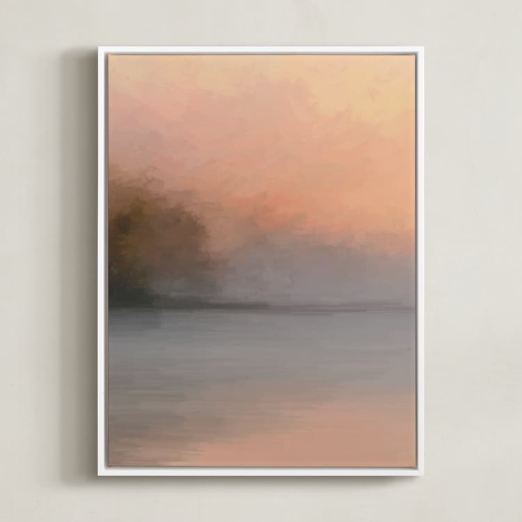 "Early Rise" - Art Print in Orange Sunburst by Amy Hall - Framed Canvas