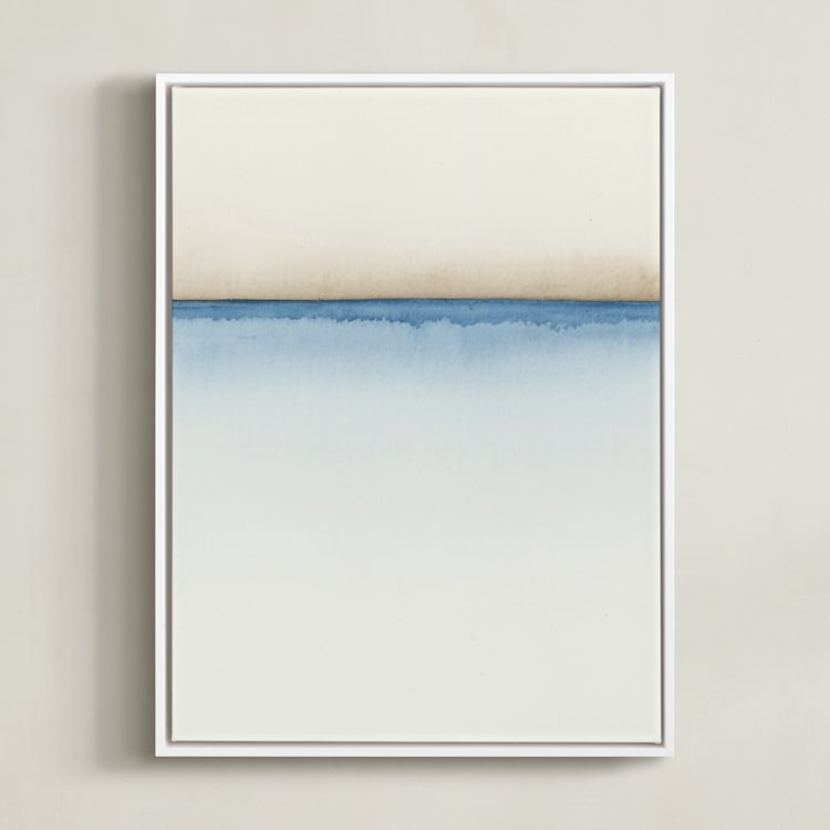 "Playa One" - Art Print in Nautical Blue by Emily Magone - Framed Canvas