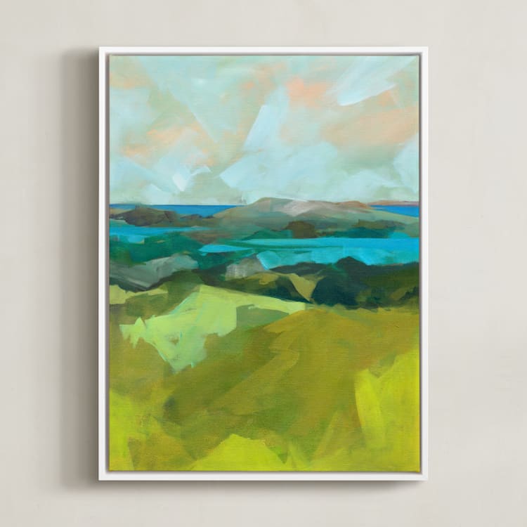 "Shore Thing" - Art Print in Sea Green by Jess Franks - Framed Canvas