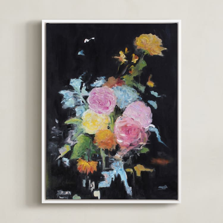 "The Blooming of Bliss" - Art Print in Black by Mary Ketch - Framed Canvas