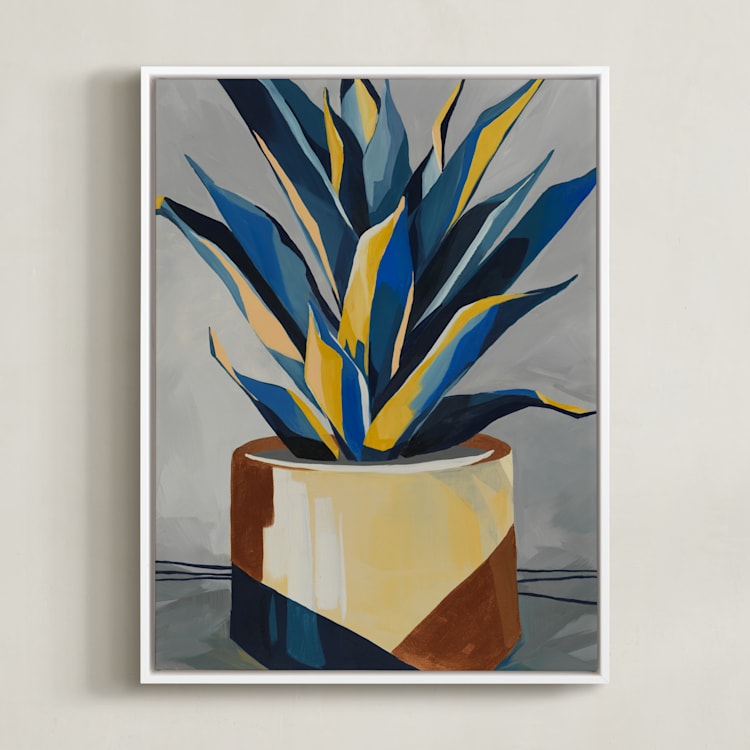 "Get To The Point" - Art Print in Southwest Blue by Marla Beyer - Framed Canvas