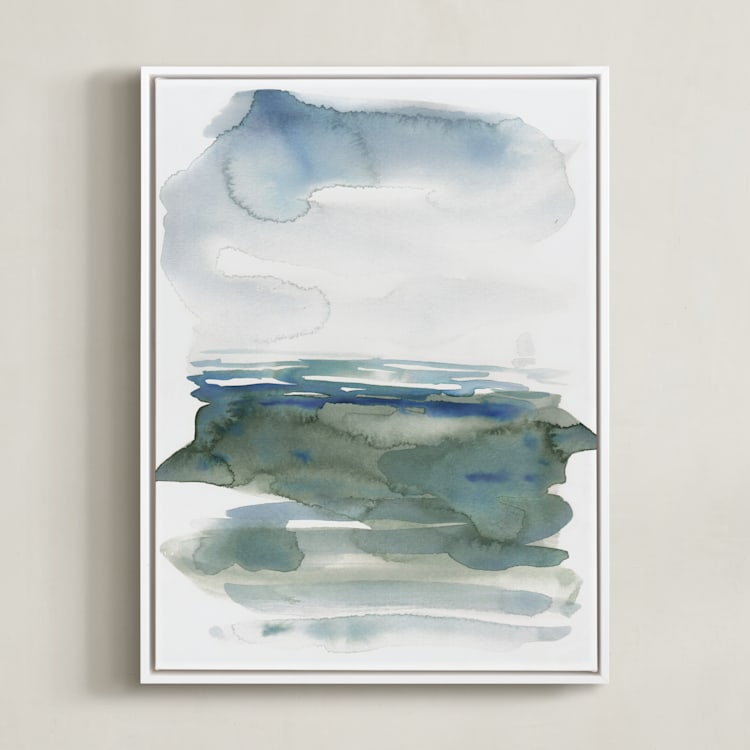 "ocean landscape" - Art Print in sea green by Kelly Witmer - Framed Canvas
