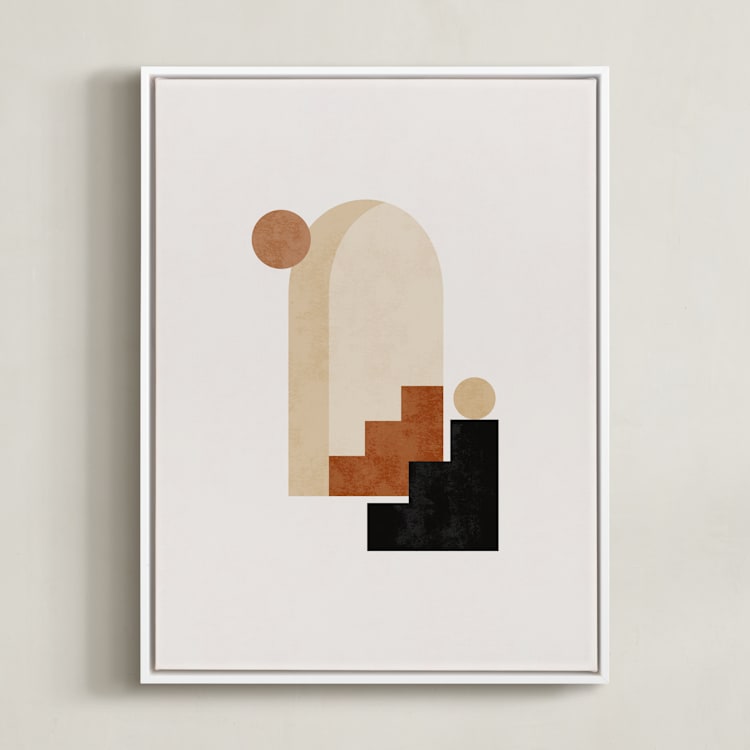 "Rustic Geometry 1" - Art Print in Terracotta by Iveta Angelova - Framed Canvas