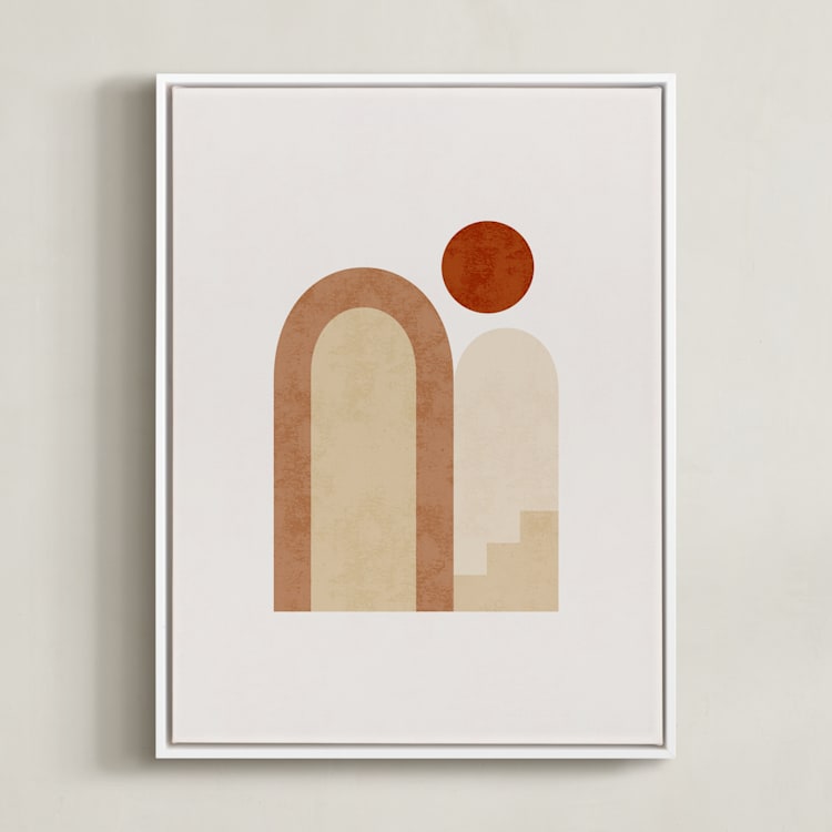"Rustic Geometry 2" - Art Print in Terracotta by Iveta Angelova - Framed Canvas
