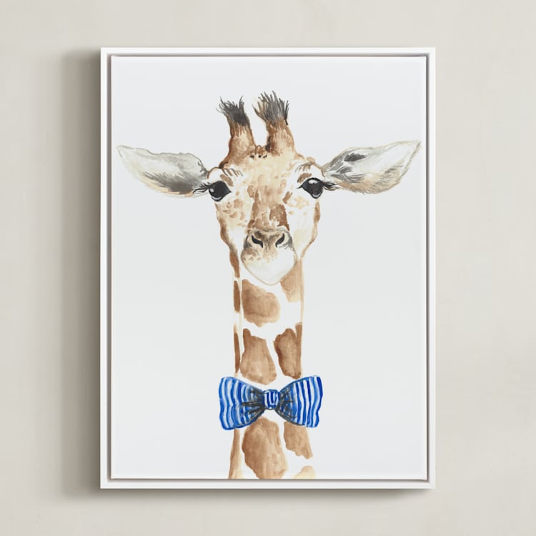 "Dapper Giraffe" - Art Print in Giraffe by Kristin Dills - Framed Canvas