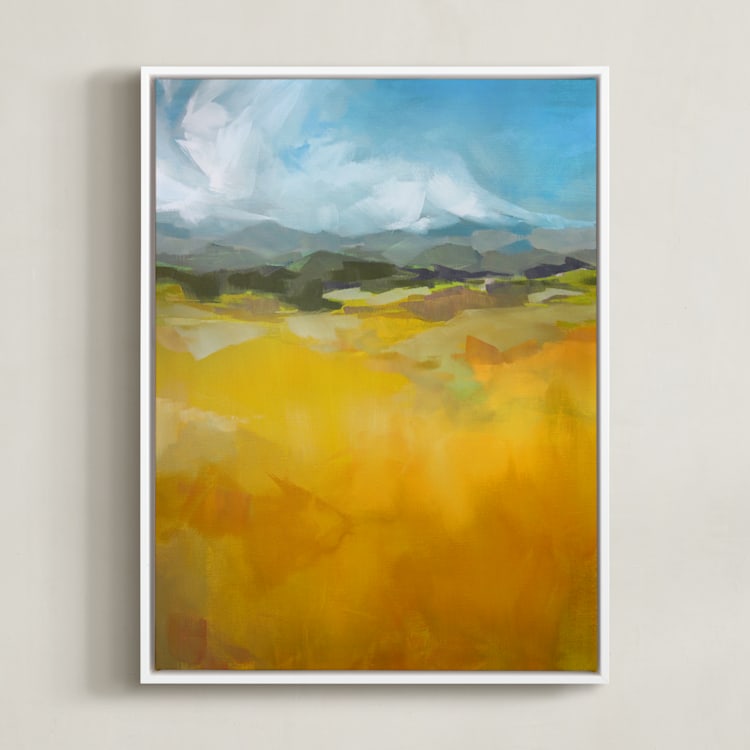 "Head for the Hills" - Art Print in Ochre by Jess Franks - Framed Canvas