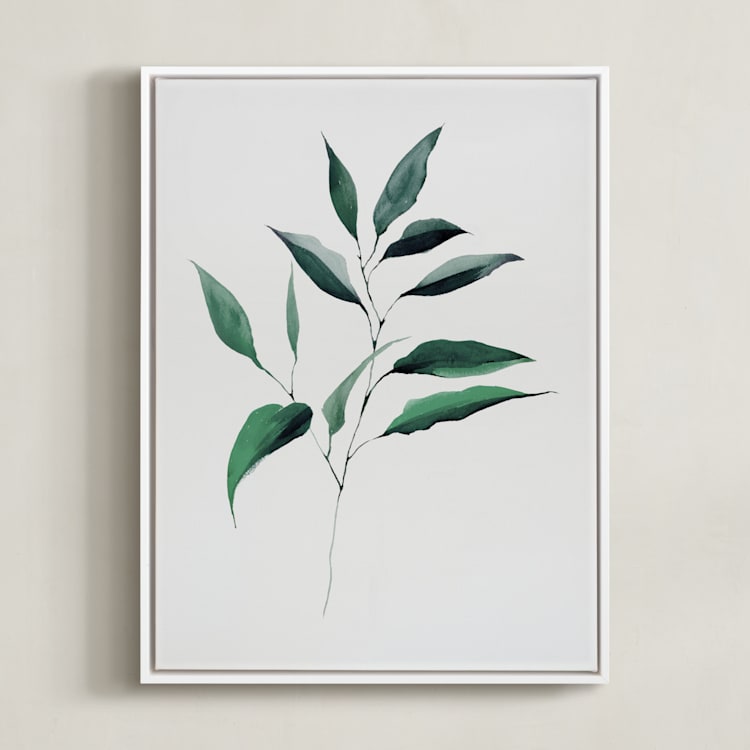 "Magnolia Foliage" - Art Print in Ivory by jinseikou - Framed Canvas