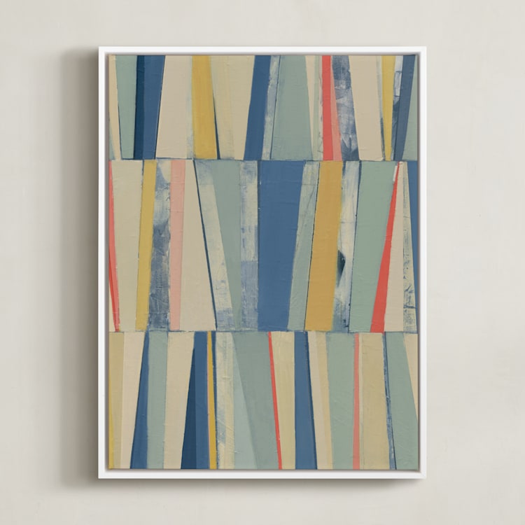 "Non Stop Fun" - Art Print in Lagoon by Pippin Schupbach - Framed Canvas