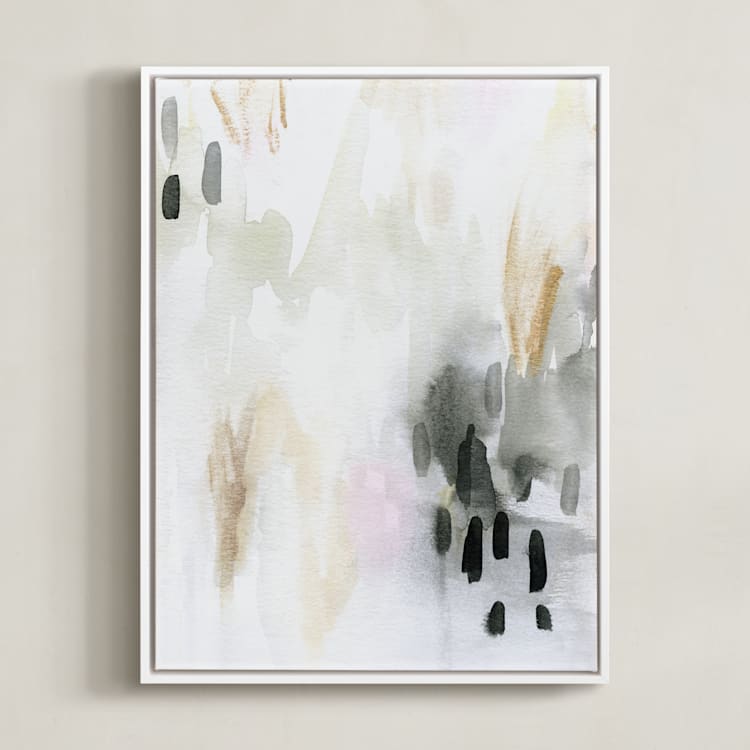 "Ever Softly" - Art Print in Charcoal by Melanie Severin - Framed Canvas
