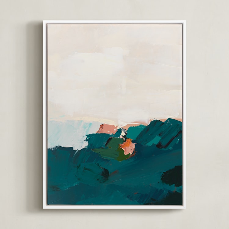 "Coastal Swell" - Art Print in White by Caryn Owen - Framed Canvas