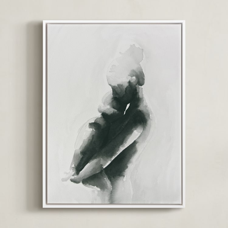 "Mother Embrace Color" - Art Print in Pewter by Kate Ahn - Framed Canvas
