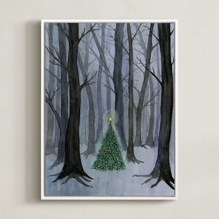 "Silent Night Woods" - Art Print in Winter by Karina Racz - Framed Canvas