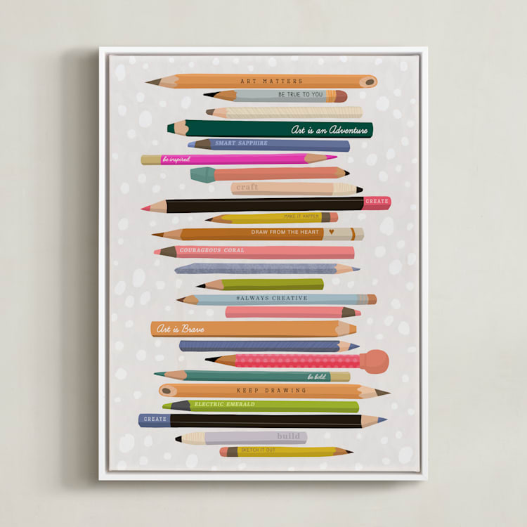 "Always Be Creative" - Art Print in Rainbow by Naava Katz - Framed Canvas