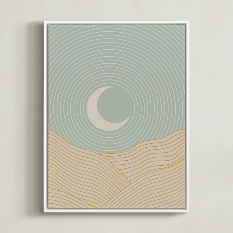 "Sun and Moon II" - Art Print in Duck Egg Blue by Zani van Zyl - Framed Canvas