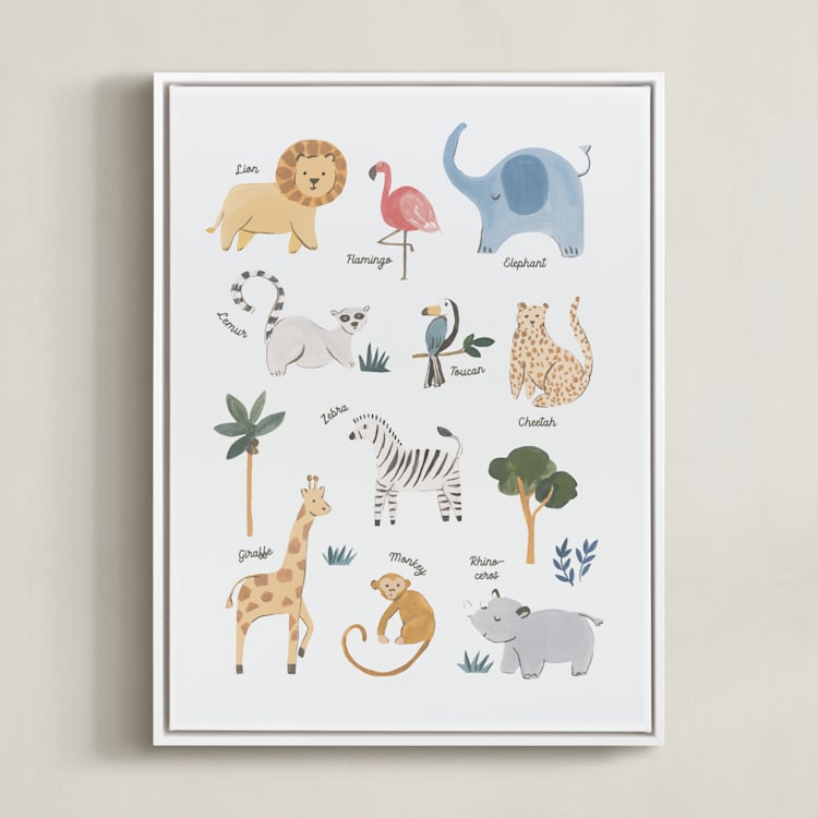 "Safari Friends 1" - Art Print in Safari by Teju Reval - Framed Canvas