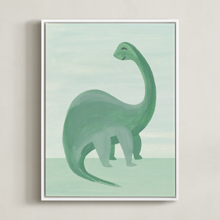 "Painted Dinos 1" - Art Print in Forest by Teju Reval - Framed Canvas
