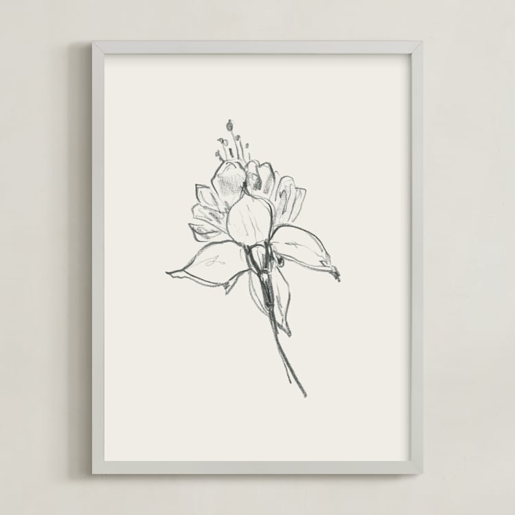 "Fuchsia 2 of 2 Diptych" - Art Print in off white / black by Miranda Mol - Framed