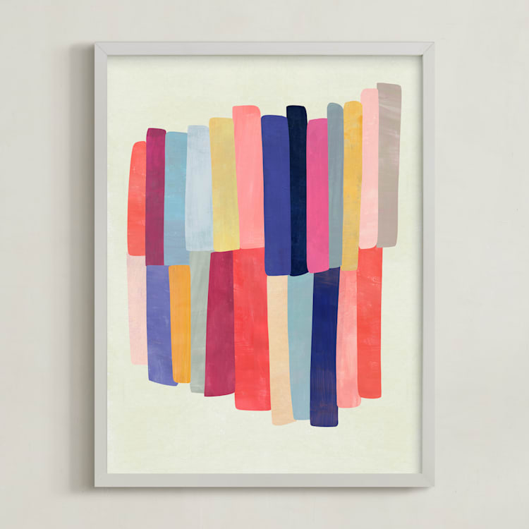 "Barred" - Art Print in White by melanie mikecz - Framed