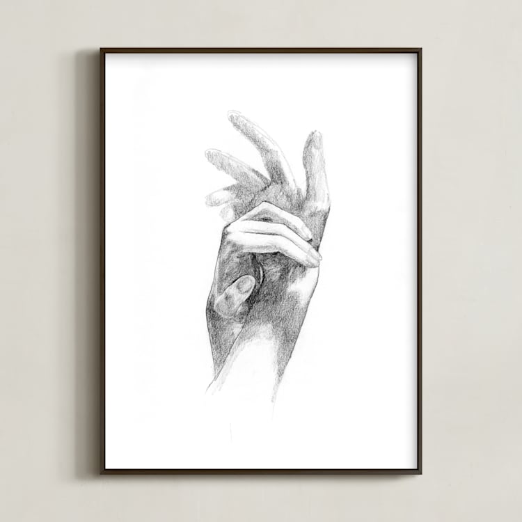 "Graceful hands" - Art Print in Graphite by Jess Blazejewski - Framed