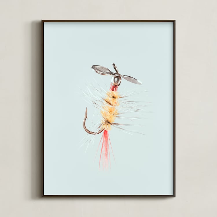 "Pistol Pete Yellow" - Art Print in Freshwater Blue by Andrew McClintock - Framed