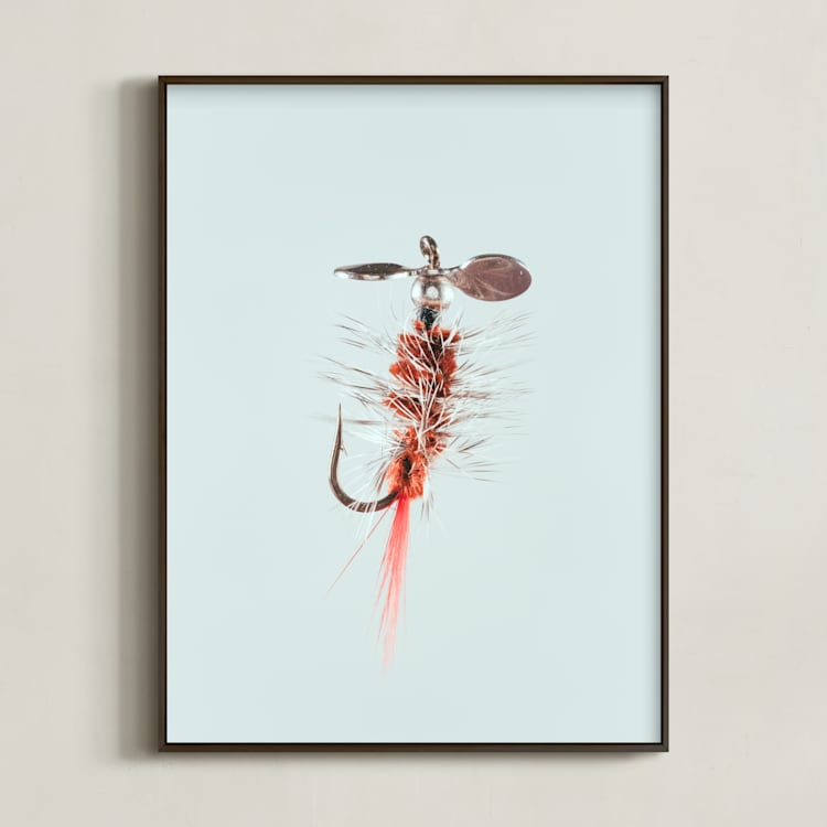 "Pistol Pete Red" - Art Print in Freshwater Blue by Andrew McClintock - Framed