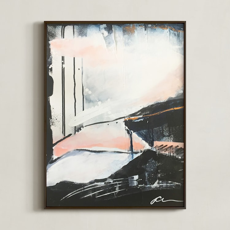 "Roaming" - Art Print in Ink and Pink by Jeannine Chanin Penn - Framed