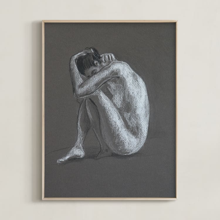 "Round" - Art Print in Charcoal Gray by Anne Morrison - Framed