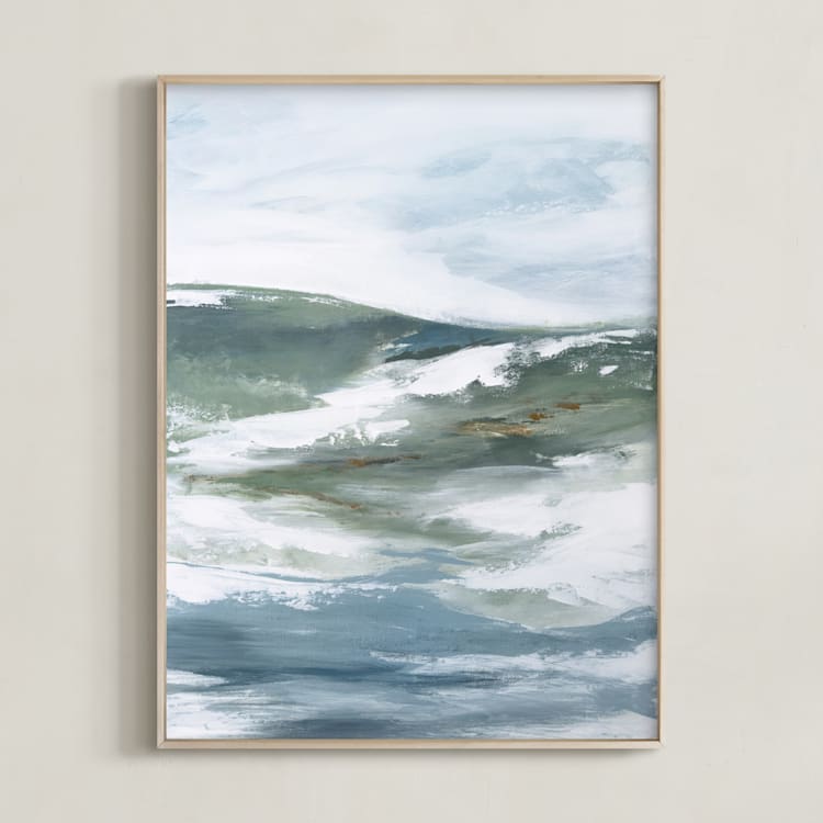 "Spring Freshet" - Art Print in Smokey Blue by Karen Kaul - Framed