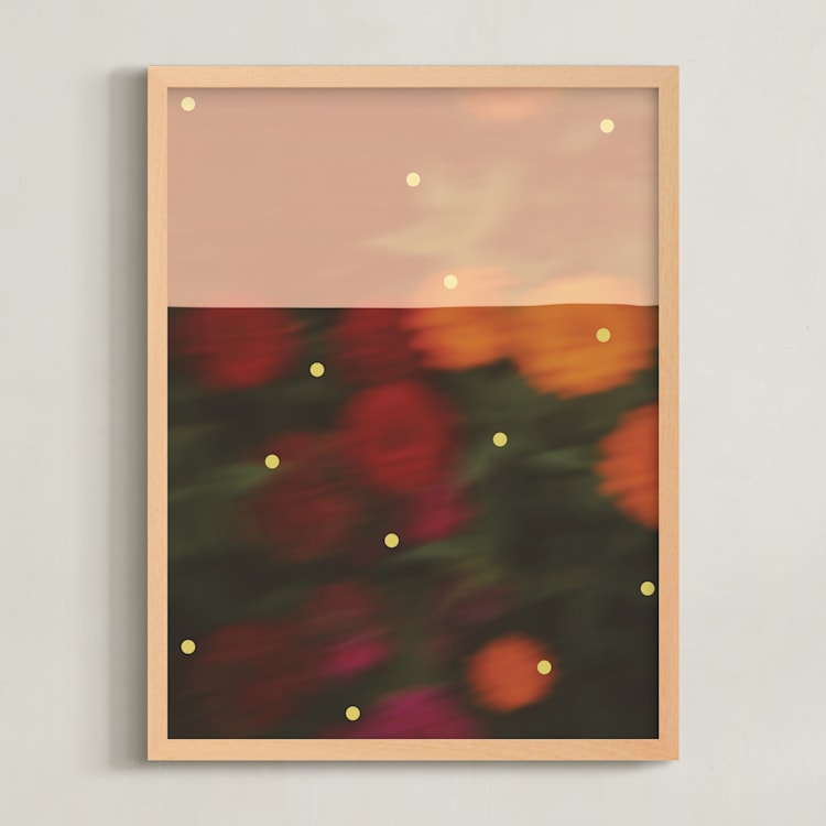 "Le Jardin Magique 1" - Art Print in Peach by Morgan Kendall - Framed