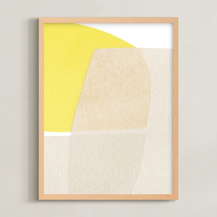 "Sunshine Wicker I" - Art Print in Limoncello by Carrie Moradi - Framed