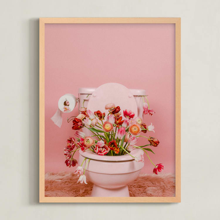 "Fertile Blooms" - Art Print in Tulip Field Pink by Theresa Bear - Framed