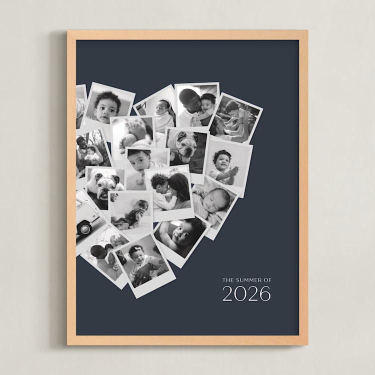 "Modern Heart Snapshot Mix® Cool Tones" - Framed Photo in Midnight Blue by Minted - Framed