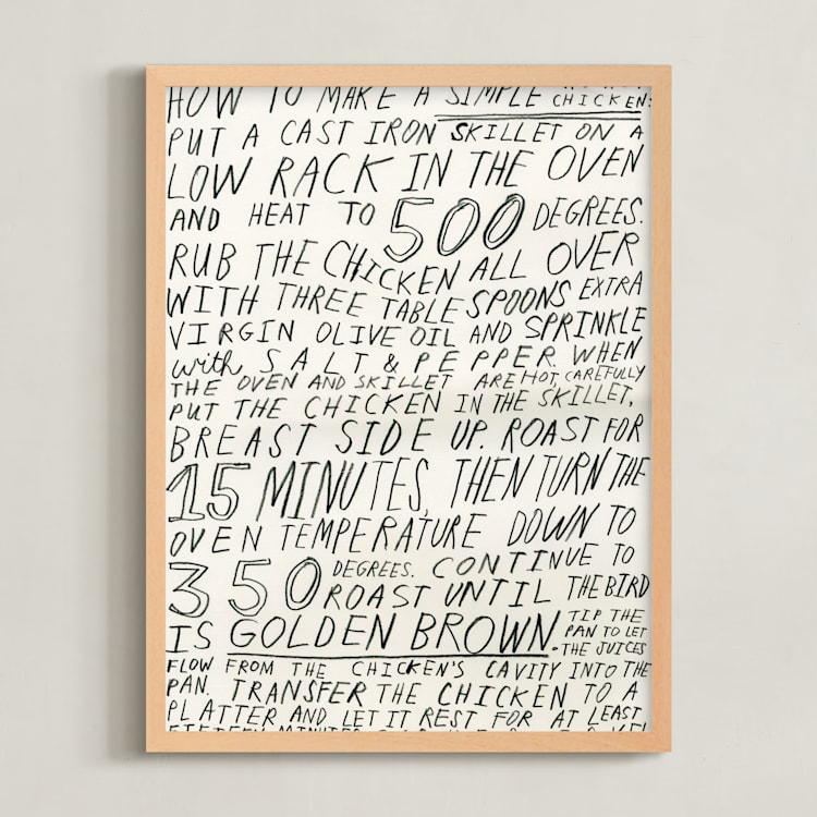 "Roast Chicken" - Art Print in Cream by Elliot Stokes - Framed