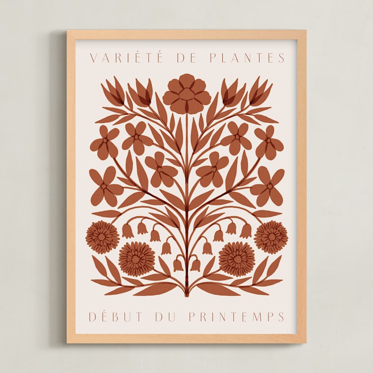 "Les Plantes I" - Art Print in Rust by Katharine Watson - Framed