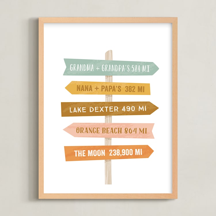 "Near or Far" - Personalized Art Print in Sunset by Laura Hankins - Framed