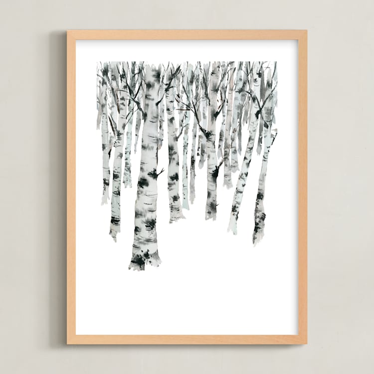 "Birch Forest" - Art Print in Birch Grey by Jean Choe Art and Design - Framed