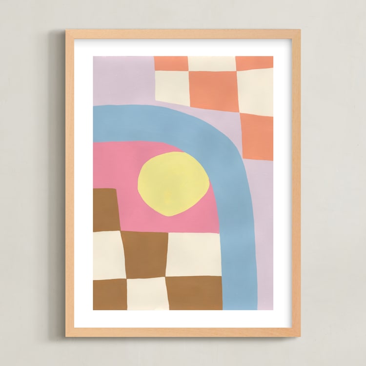 "Lazy daze" - Art Print in peach fuzz by Coby Starck - Framed