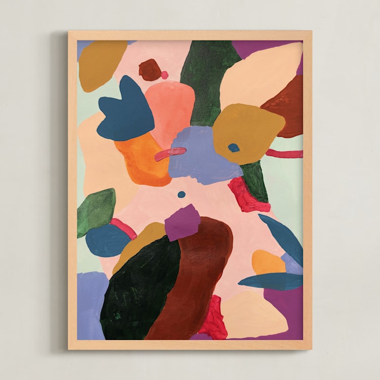 "Height" - Art Print in blue beige by FERNANDA MARTINEZ - Framed