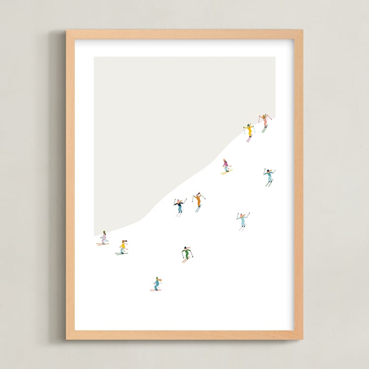 "happy skiers" - Art Print in Ice by Ellen Schlegelmilch - Framed