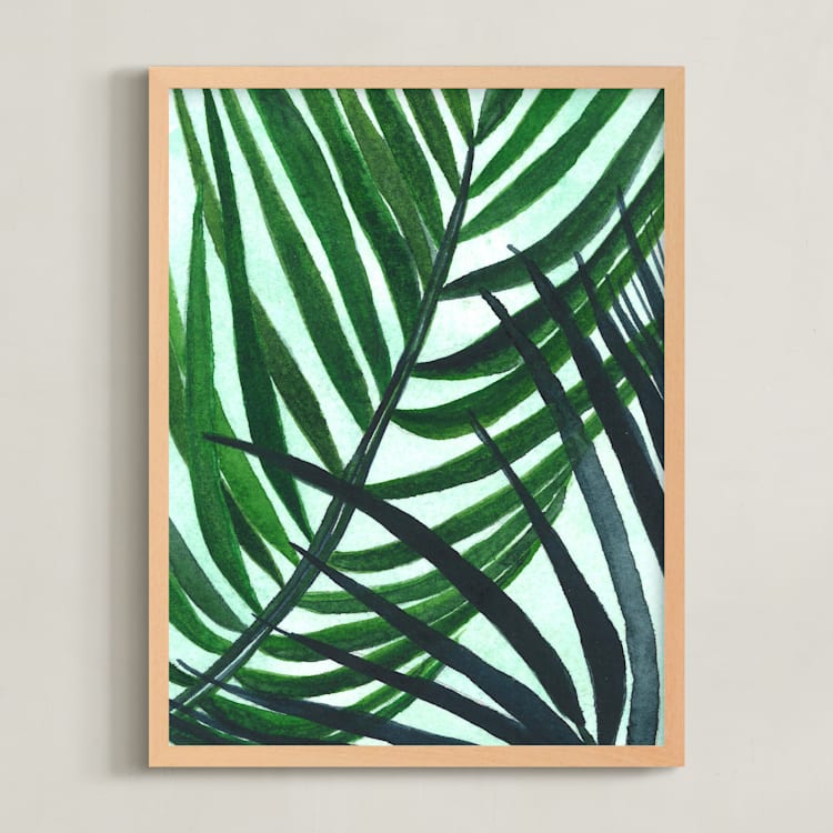 "Crossed Palms" - Art Print in Opal by Kara Aina - Framed