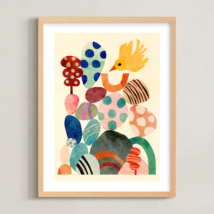 "Keep the balance" - Art Print in Off White by Mojca Dolinar - Framed