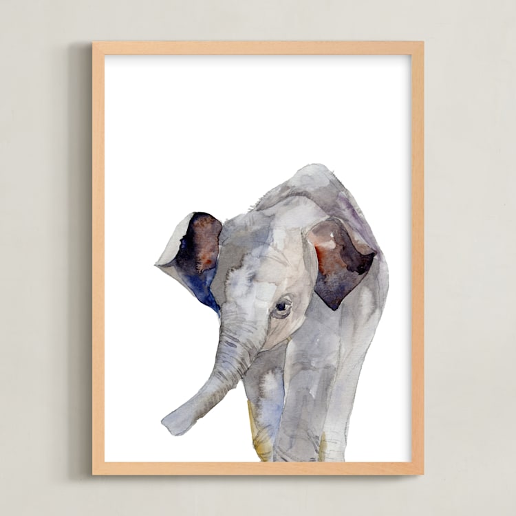 "Baby Animal Friends: Elephant" - Art Print in Elephant Gray by Jieun K Rasband - Framed