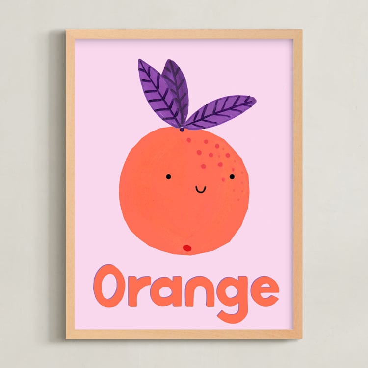 "My Fruity Family II" - Art Print in Light Pink by Marta Crea - Framed