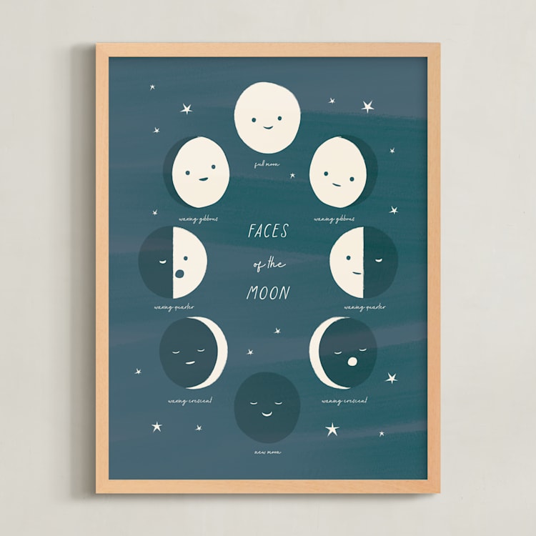 "Faces of the Moon" - Art Print in Slate by Ani Somi - Framed