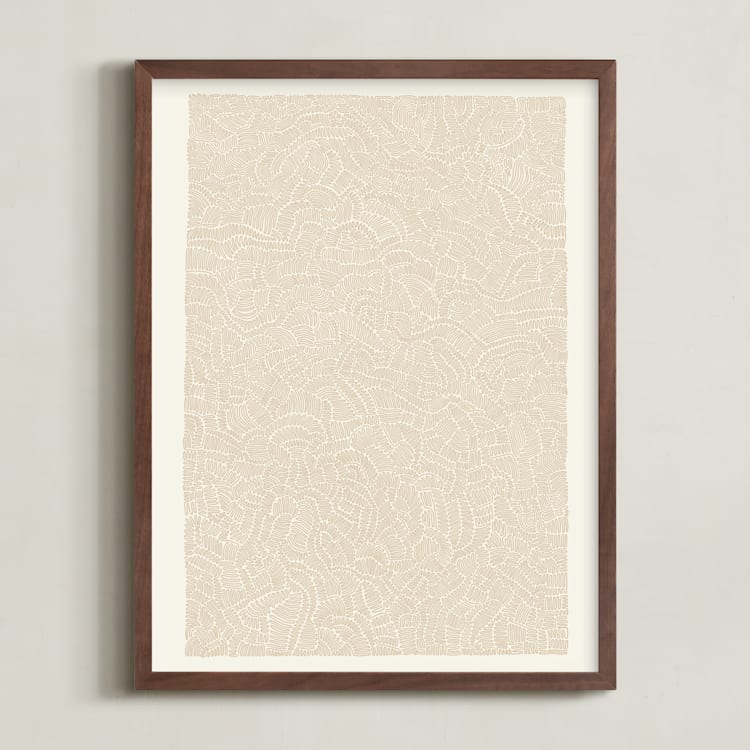 "Broadleaf" - Art Print in Warm Sand by Emily Kariniemi - Framed